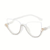 WOMEN'S CAT EYE RHINESTONE DECORATION HALF FRAME PRESBYOPIA GLASSES